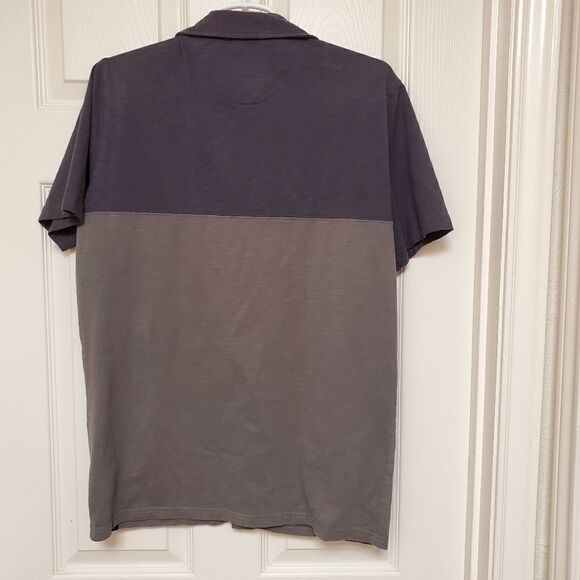 Prana Men’s Medium Blue Gray Colorblock Button Up Short Sleeve Shirt - Picture 3 of 6